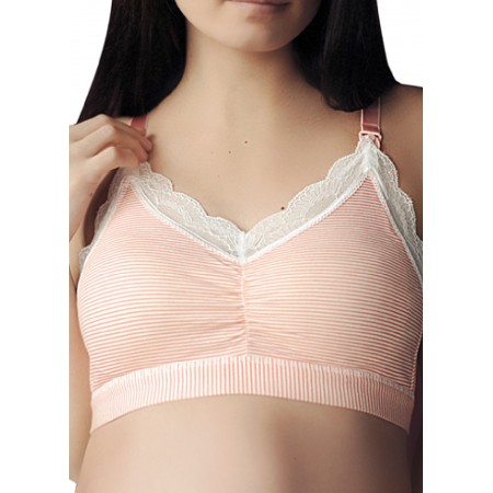 Топ для годування з baby клипсами з мереживом Розовая узкая полоска